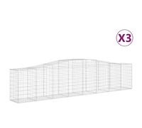 Vidaxl Paniers À Gabions Arqués 3 Pcs 400x50x80/100 Cm Fer Galvanisé