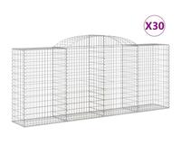Vidaxl Paniers À Gabions Arqués 30 Pcs 300x50x120/140 Cm Fer Galvanisé
