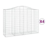 Vidaxl Paniers À Gabions Arqués 4 Pcs 200x50x140/160 Cm Fer Galvanisé