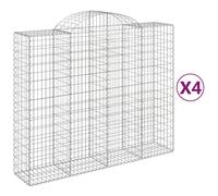 Vidaxl Paniers À Gabions Arqués 4 Pcs 200x50x160/180 Cm Fer Galvanisé