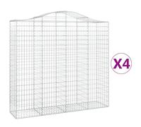 Vidaxl Paniers À Gabions Arqués 4 Pcs 200x50x180/200 Cm Fer Galvanisé