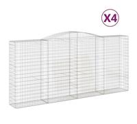 Vidaxl Paniers À Gabions Arqués 4 Pcs 400x50x180/200 Cm Fer Galvanisé