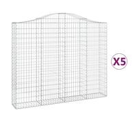 Vidaxl Paniers À Gabions Arqués 5 Pcs 200x30x160/180 Cm Fer Galvanisé