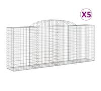Vidaxl Paniers À Gabions Arqués 5 Pcs 300x50x120/140 Cm Fer Galvanisé