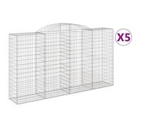 Vidaxl Paniers À Gabions Arqués 5 Pcs 300x50x160/180 Cm Fer Galvanisé