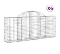 Vidaxl Paniers À Gabions Arqués 6 Pcs 200x30x80/100 Cm Fer Galvanisé
