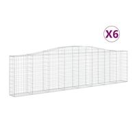 Vidaxl Paniers À Gabions Arqués 6 Pcs 400x30x100/120 Cm Fer Galvanisé