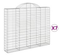 Vidaxl Paniers À Gabions Arqués 7 Pcs 200x30x160/180 Cm Fer Galvanisé