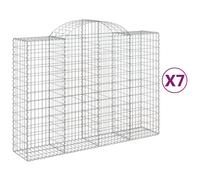 Vidaxl Paniers À Gabions Arqués 7 Pcs 200x50x140/160 Cm Fer Galvanisé