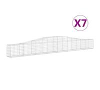 7x Paniers à Gabions Arqués Cages à Gabions Arquées Murs de Gabion Barrières de Jardin Terrasse Extérieur 400x30x40/60 cm Fer Galvanisé