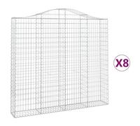 Vidaxl Paniers À Gabions Arqués 8 Pcs 200x30x180/200 Cm Fer Galvanisé