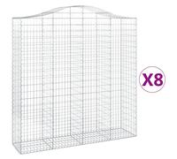 Vidaxl Paniers À Gabions Arqués 8 Pcs 200x50x200/220 Cm Fer Galvanisé