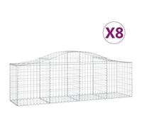 Vidaxl Paniers À Gabions Arqués 8 Pcs 200x50x60/80 Cm Fer Galvanisé