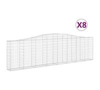 Vidaxl Paniers À Gabions Arqués 8 Pcs 400x30x100/120 Cm Fer Galvanisé