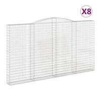 Vidaxl Paniers À Gabions Arqués 8 Pcs 400x30x220/240 Cm Fer Galvanisé