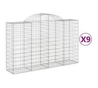 Vidaxl Paniers À Gabions Arqués 9 Pcs 200x50x120/140 Cm Fer Galvanisé