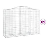 Vidaxl Paniers À Gabions Arqués 9 Pcs 200x50x140/160 Cm Fer Galvanisé