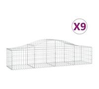 Vidaxl Paniers À Gabions Arqués 9 Pcs 200x50x40/60 Cm Fer Galvanisé