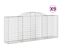 Vidaxl Paniers À Gabions Arqués 9 Pcs 300x50x120/140 Cm Fer Galvanisé