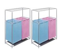 vidaXL Paniers à linge à 2 sections 2 pcs et une étagère pour séchage