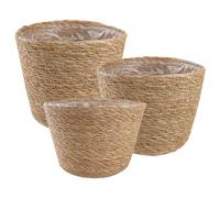 Vidaxl Paniers À Plantes En Herbe De Mer 3 Pcs Naturel Ø26 X 19 Cm