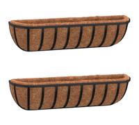 vidaXL Paniers à plantes muraux 2 pcs. Insert en coco Noir 61x19x16 cm Acier