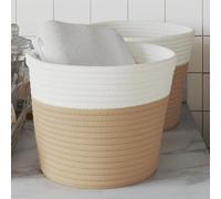 vidaXL Paniers de rangement 2 pcs beige et blanc Ø24x18 cm coton