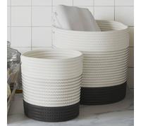 vidaXL Paniers de rangement 2 pcs blanc et noir coton