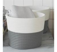 Vidaxl Paniers De Rangement 2 Pcs Gris Et Blanc Ø24x18 Cm Coton Multicolore