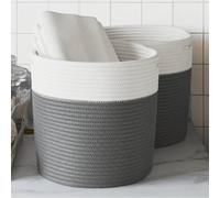 Vidaxl Paniers De Rangement 2 Pcs Gris Et Blanc Ø28x28 Cm Coton Multicolore