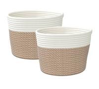 vidaXL Paniers de rangement 2 pcs. Marron et blanc Ø24x18 cm Coton