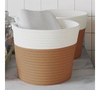 vidaXL Paniers de rangement 2 pcs marron et blanc Ø24x18 cm coton