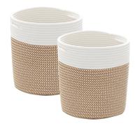 vidaXL Paniers de rangement 2 pcs. Marron et blanc Ø28x28 cm Coton