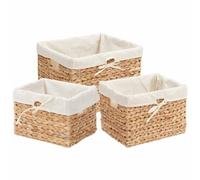 vidaXL Paniers de rangement 3 pcs Naturel Jacinthe d'eau, Panier rectangulaire pour le salon, rangement style campagne, écolo en nénuphar d'eau, robuste et pratique