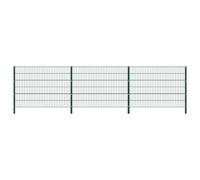 vidaXL Panneau de clÿture avec poteaux Fer 5,1 x 1,2 m Vert