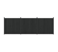 vidaXL Panneau de clôture 3 pcs WPC et Aluminium Noir 3429485