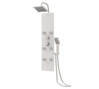 vidaXL Panneau de Douche Système de Douche Colonne de Douche de Salle de Bain Douche Mitigeur Pluie Maison Intérieur Verre 25x47,5x130 cm Blanc