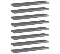 Vidaxl Panneaux Bibliothèque 8pcs Gris Brillant 40x10x1,5cm Aggloméré