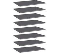 Panneaux de Bibliothèque 8 pcs, Etagère Murale Flottante, Plaque d'Etagère de Rangement Salon Intérieur, Gris Brillant Bois d'Ingénierie