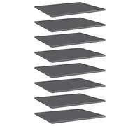 vidaXL Panneaux de Bibliothèque 8 pcs, Étagère Murale Flottante, Plaque d’Étagère de Rangement Salon Intérieur, Gris Brillant Bois d’Ingénierie