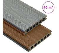 Terrasplanken met accessoires 40 mÂ² 2,2 m HKC bruin en grijs3070469
