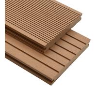 Panneaux de terrasse solides et accessoires WPC 15 m² 4 m Teck