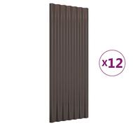 vidaXL Panneaux de toit 12 pcs Acier enduit de poudre Marron 100x36 cm