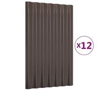 vidaXL Panneaux de toit 12 pcs. Acier revêtu par poudre brun 60x36 cm