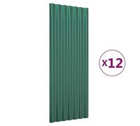 vidaXL Panneaux de toit 12 pcs. Acier revêtu par poudre Vert 100x36 cm