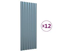 vidaXL Panneaux de toiture 12 pcs Acier enduit de poudre Gris 100x36cm