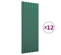 vidaXL Panneaux de toiture 12 pcs Acier enduit de poudre Vert 100x36cm
