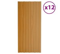 Vidaxl Panneaux De Toiture 12 Pcs Acier Galvanisé Bois Clair 100x45 Cm
