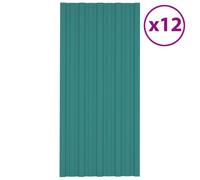 vidaXL Panneaux de toiture 12 pcs Acier galvanisé Vert 100x45 cm