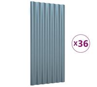 vidaXL Panneaux de toiture 36 pcs Acier enduit de poudre Gris 80x36 cm